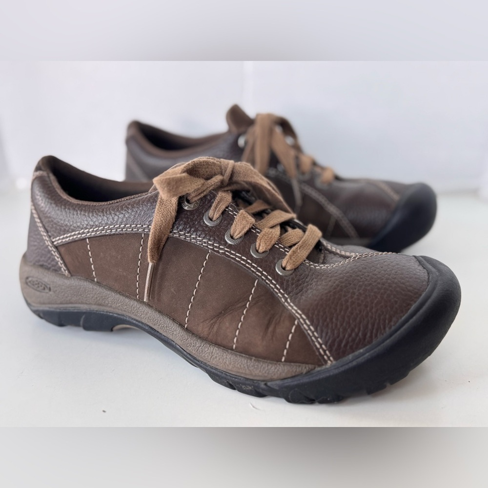Keen Presidio Walking Shoes Womens 8 Brown Leather Comfort Sneakers 1011401
